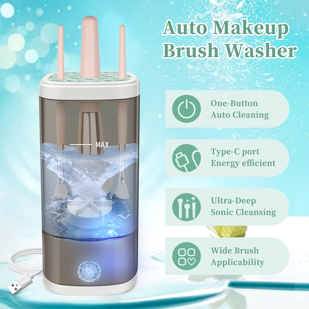 Tpsofy Electric Makeup Brush Cleaner Machine secure brush clamp for safe cleaning.