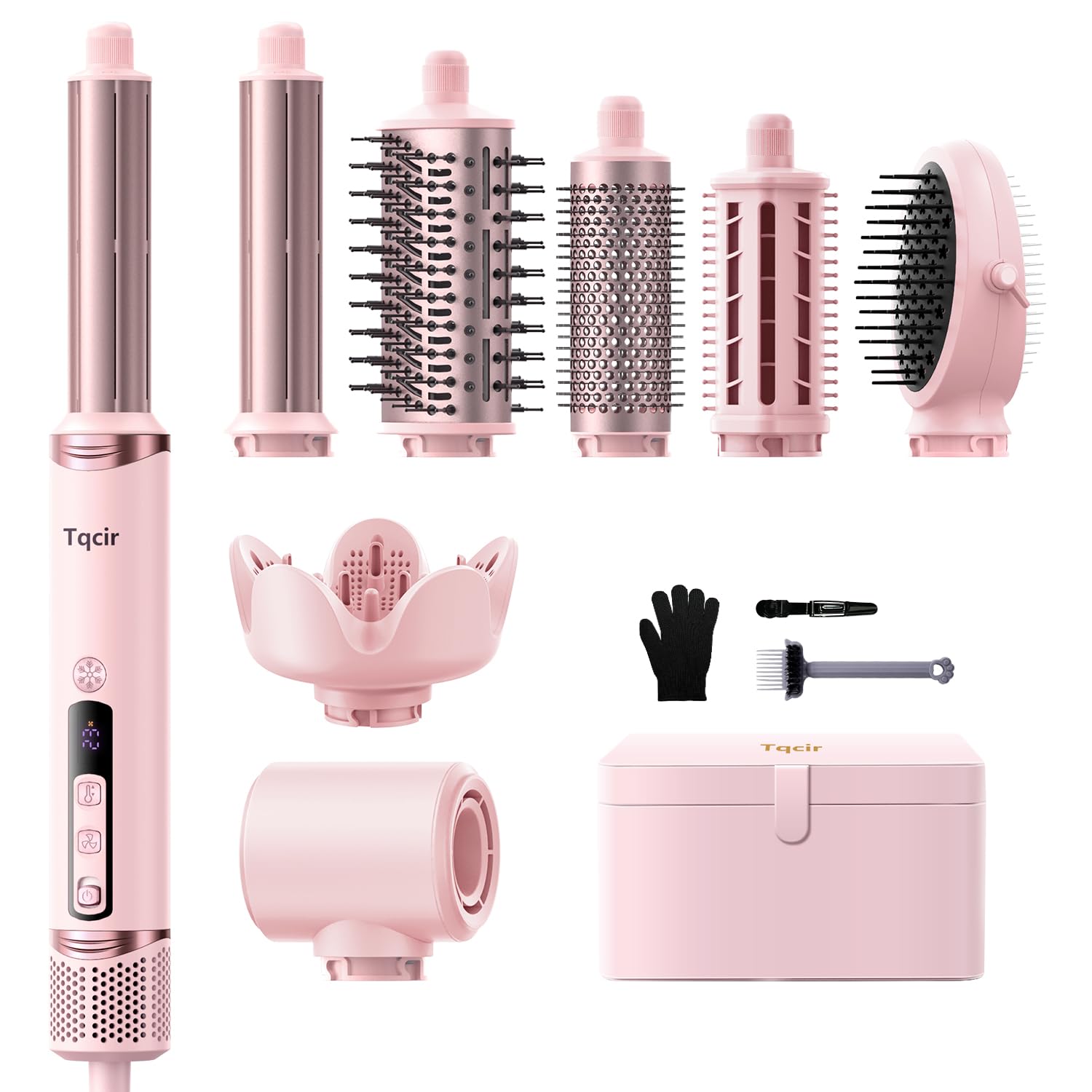 Tqcir 8in1 hot air styler compact design enables easy at-home styling.