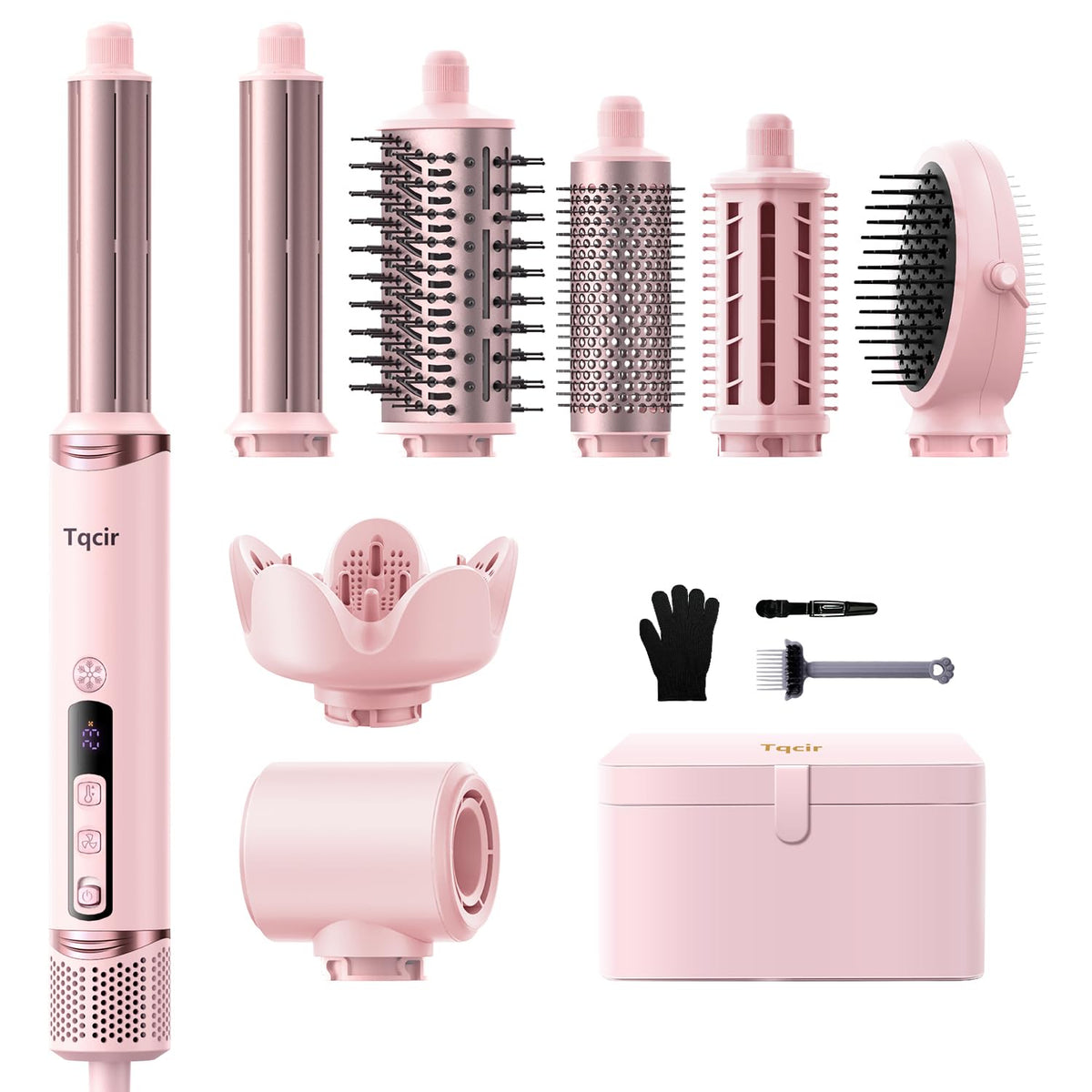 Tqcir 8in1 hot air styler compact design enables easy at-home styling.