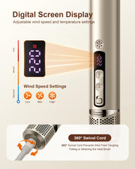 Tqcir LCD-display-hair-styler shows temp and speed for precise styling.