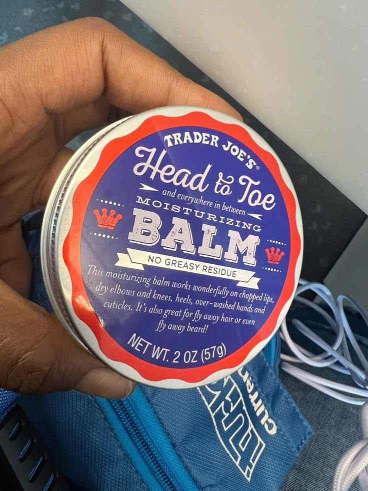 Trader Joe's balm-flyaway-beard captures grooming support for frizzy beard flyaways.
