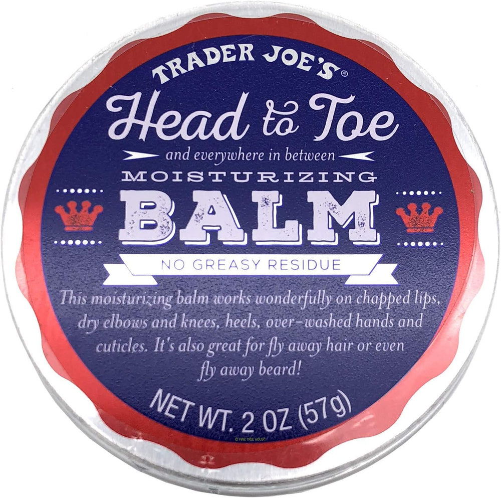 Trader Joe's balm-flyaway-hair demonstrates taming flyaway strands with a compact balm.