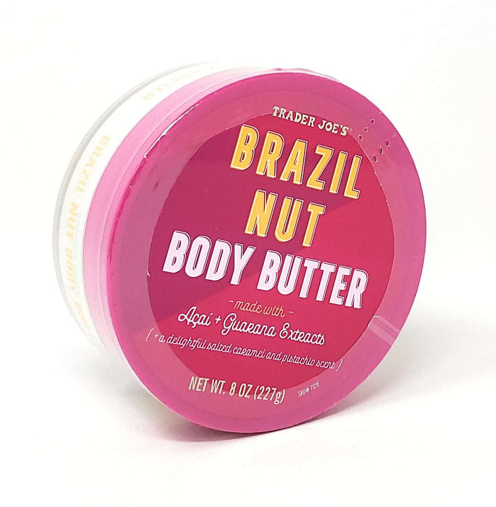 Trader Joe's Brazil Nut Body Butter packaging front view signaling natural skincare routine