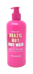 Trader Joe's Brazil Nut Body Wash bottle with coconut oil for a nourishing cleanse.