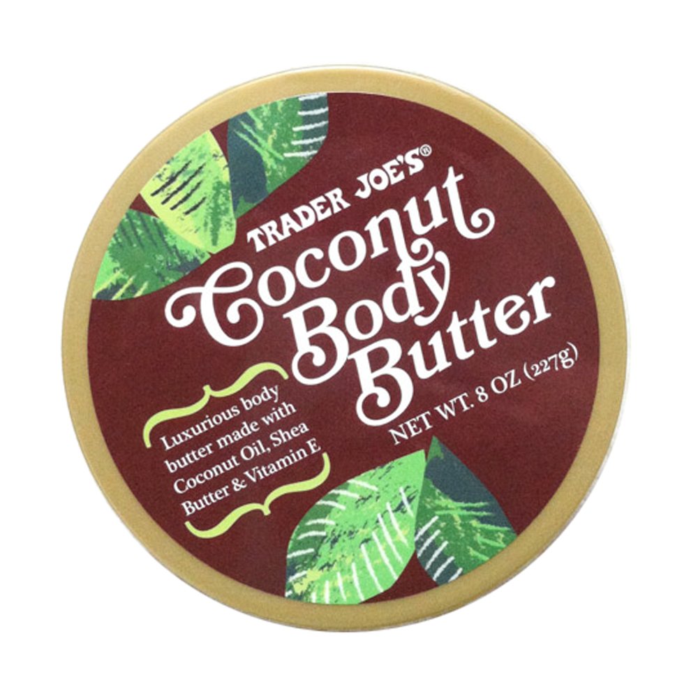Trader Joe's Coconut Body Butter applying cream for instant skin hydration