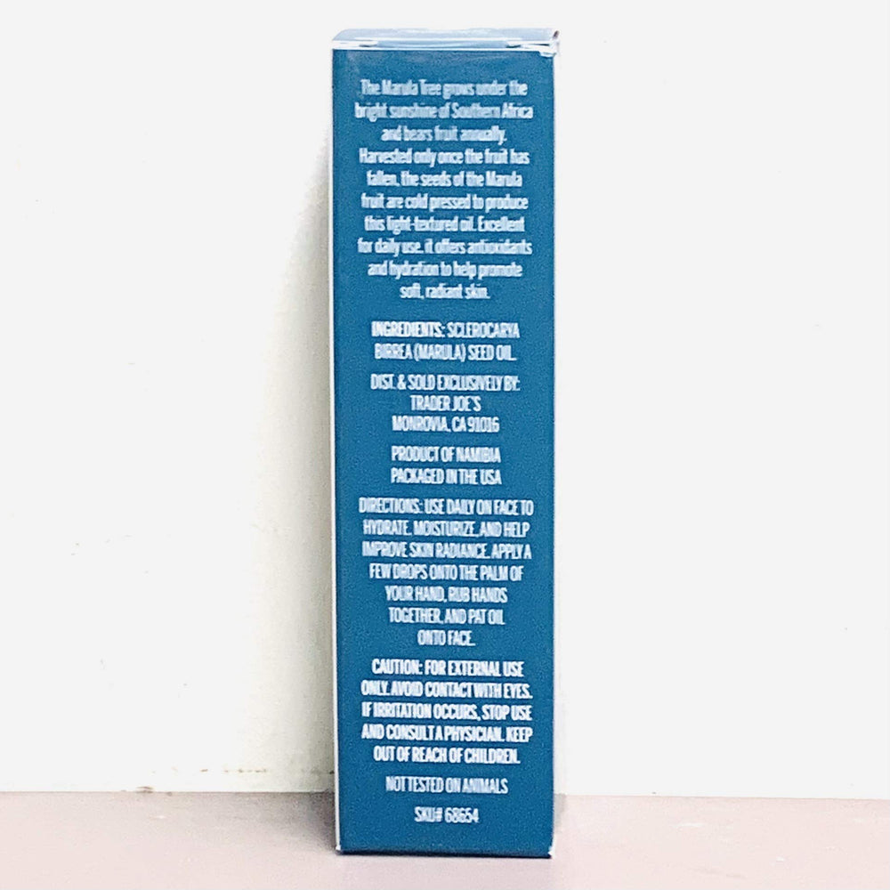 Trader Joe's Hydrating Marula Facial Oil application shows lightweight layering in daily skincare routines.