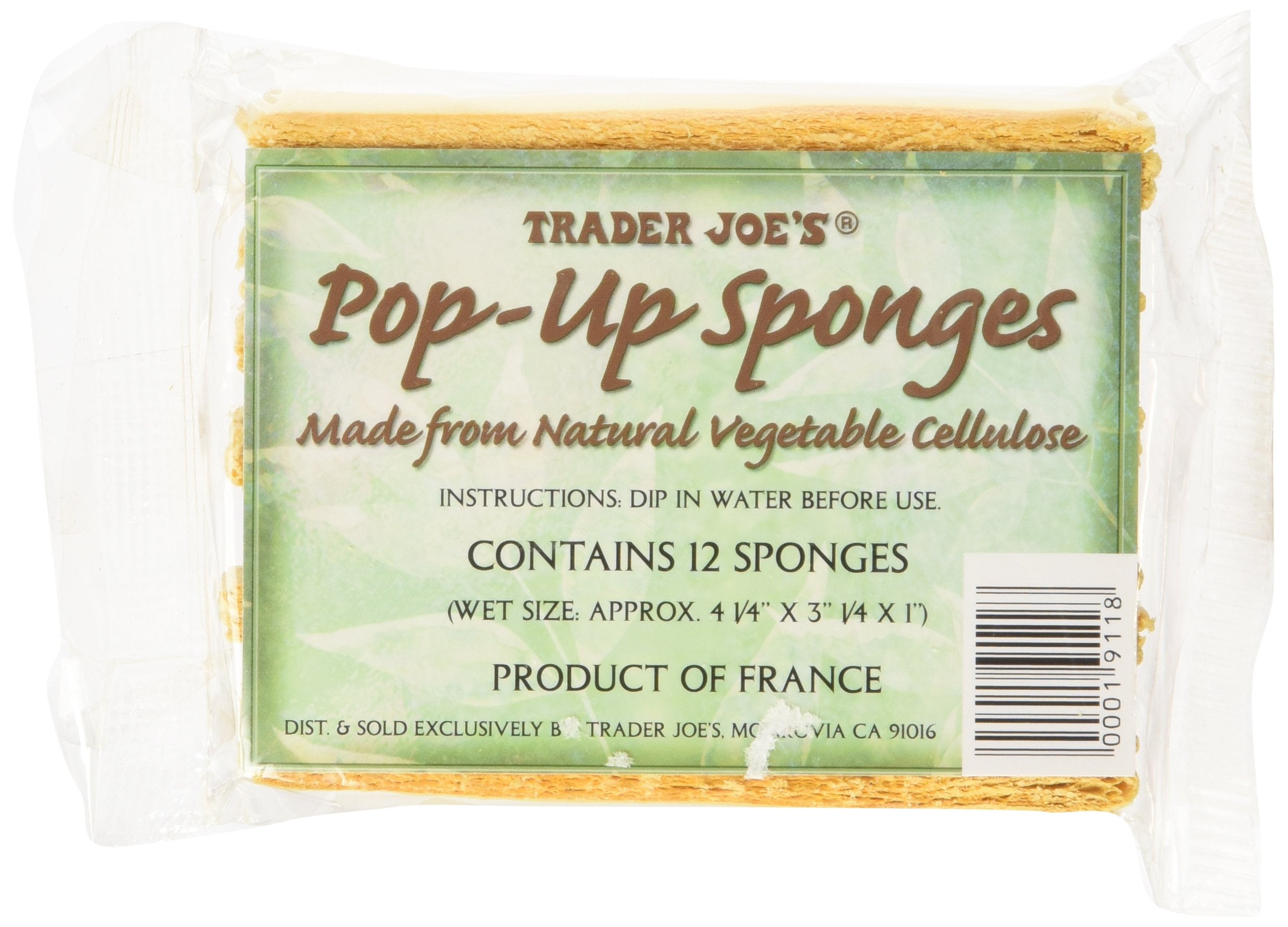 Trader Joe's pop up sponges pack front view for everyday dishwashing and quick cleanup.