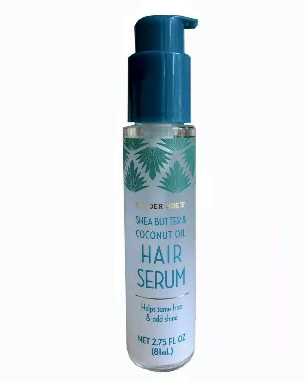 Trader Joe's hair serum bottle offers lightweight hydration for silky hair.