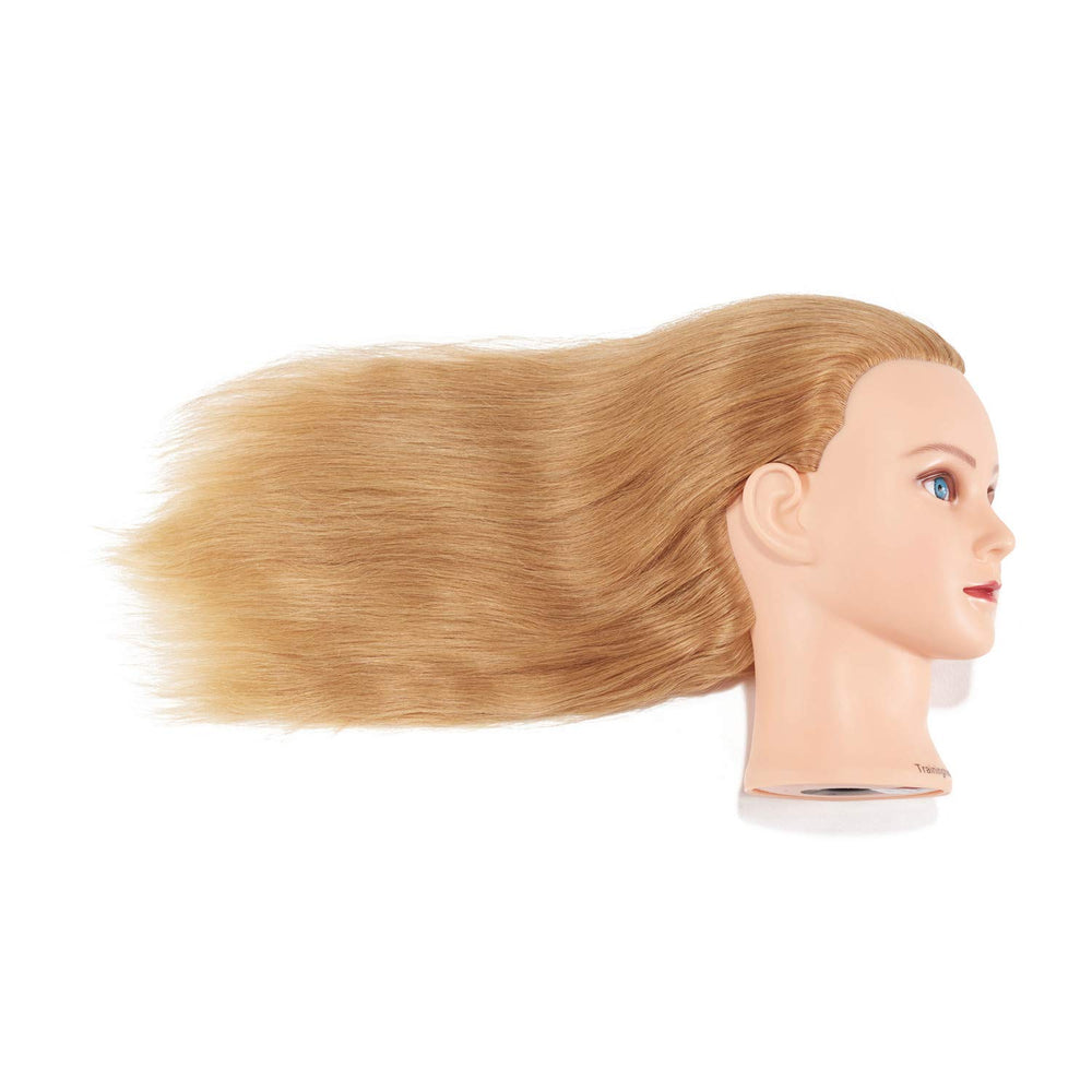 Training Head blonde mannequin head hair texture close-up for color and texture practice
