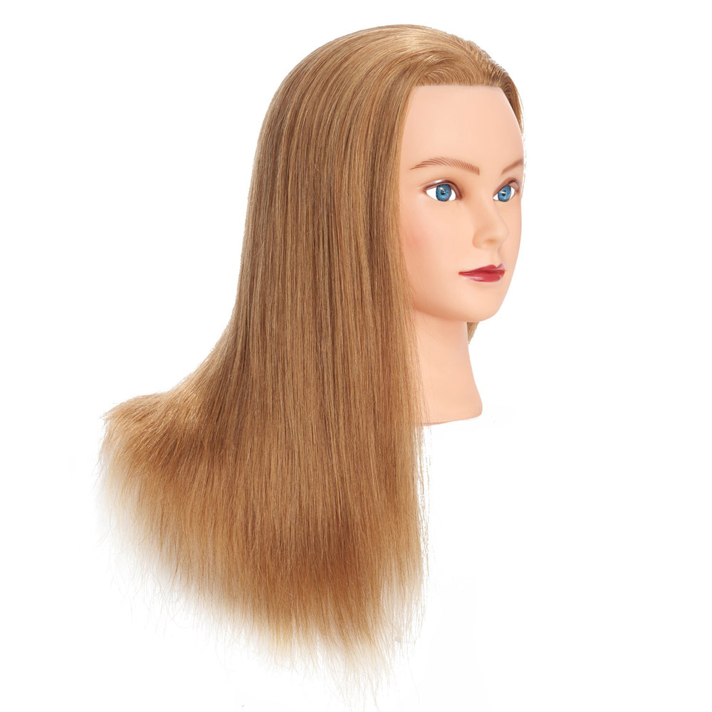 Training Head blonde mannequin head side view for contouring and layered styling practice