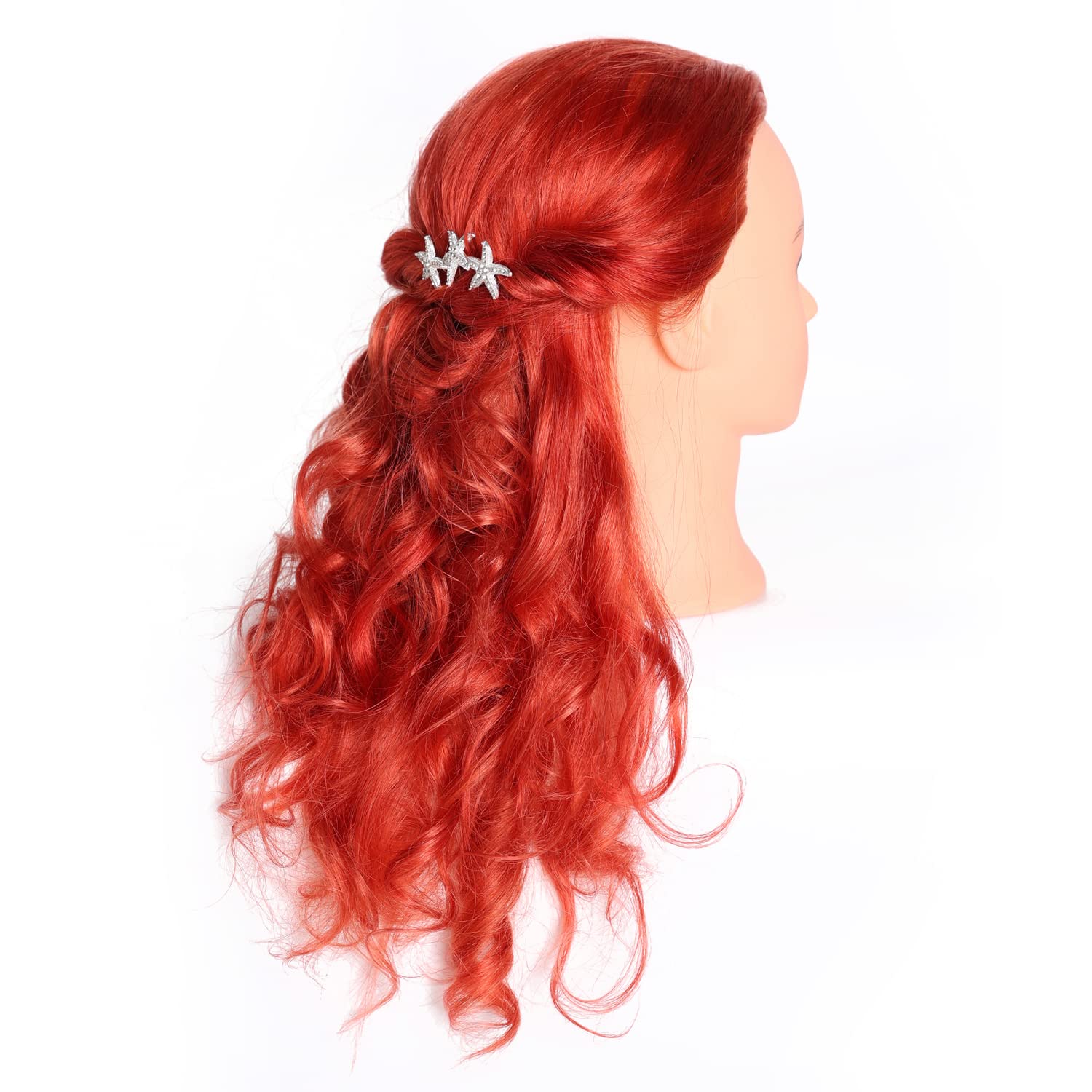 Training Head blonde mannequin head with clamp stand during secure practice setup