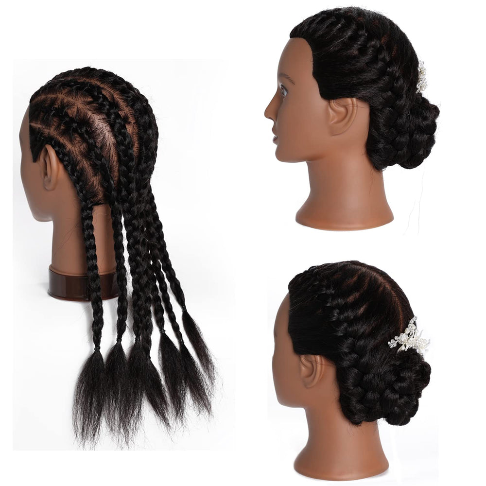 Traininghead multi-functional-head suitable for washing, curling, straightening, and cutting.