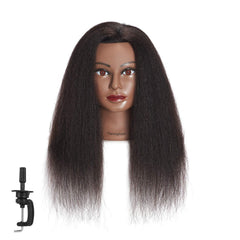 Traininghead real-hair-mannequin-head for professional practice and versatile styling.