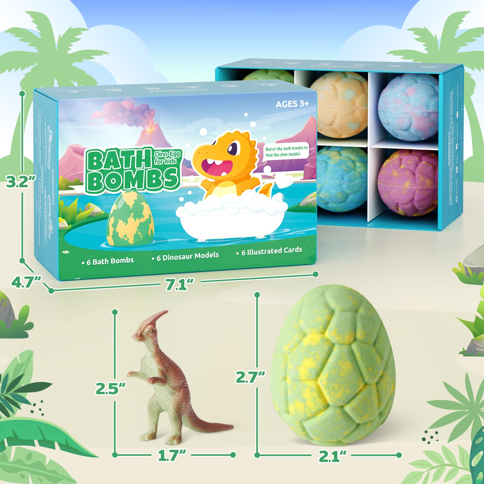 TranquilBliss dino-egg-bath-bombs-fizz-water shows vibrant color and foamy water.