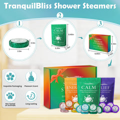 TranquilBliss lemon-scent shower-steamer image highlights uplifting citrus aroma for refreshing showers.
