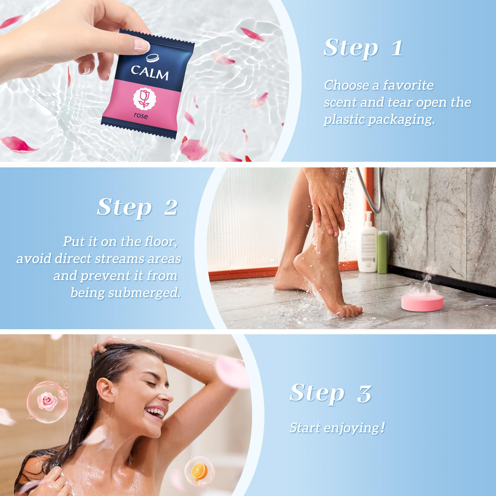 TranquilBliss shower steamer cylinder box packaging looks gift-ready.