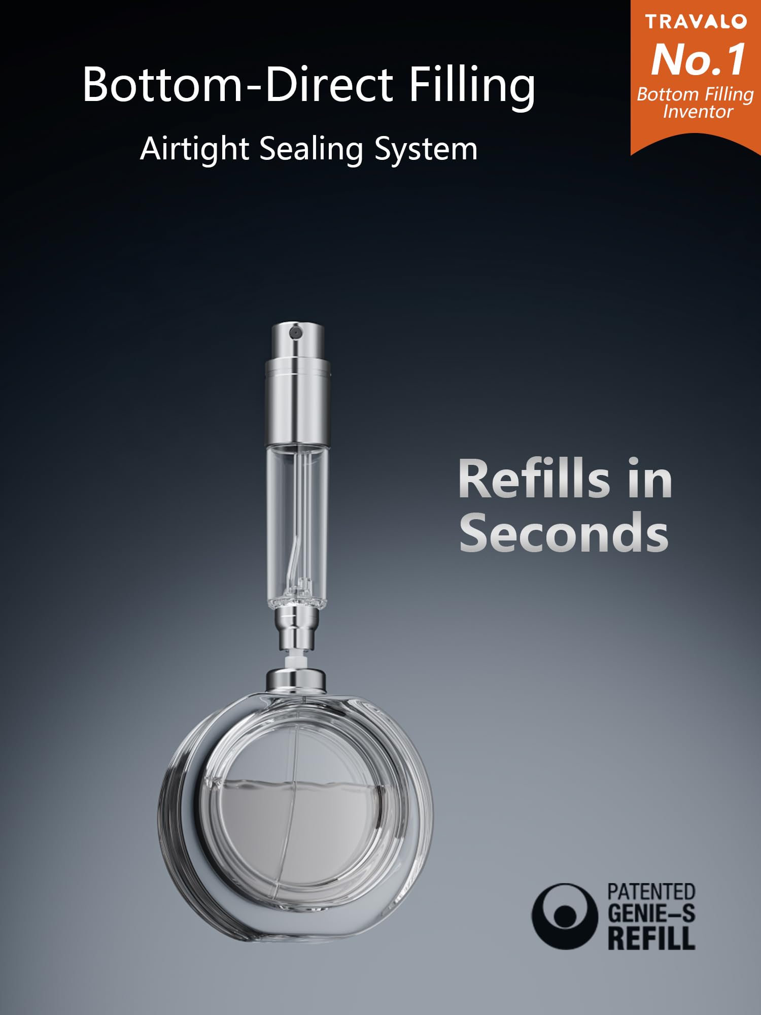 Travalo AQUA airtight vial preserves fragrance and prevents leaks.