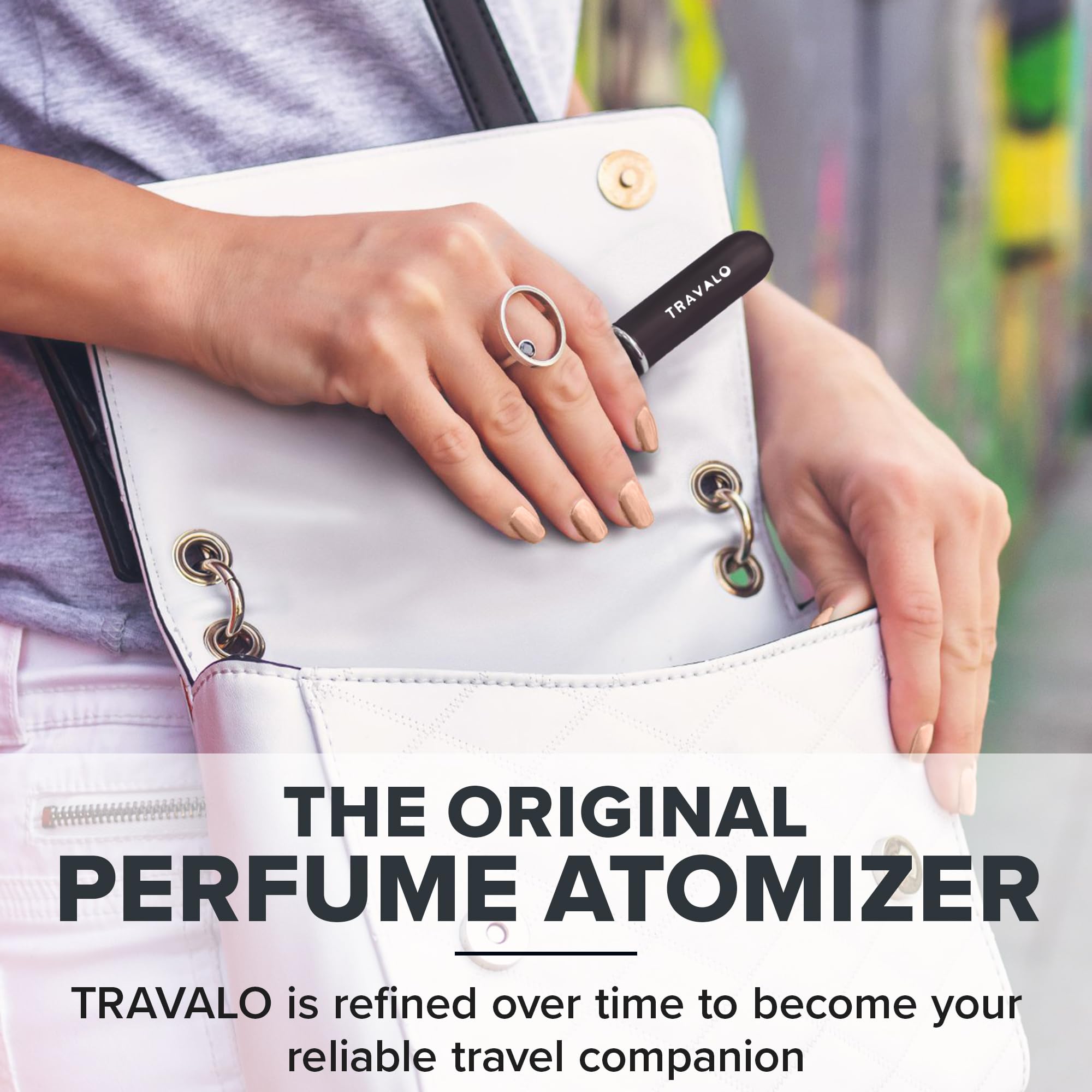 Travalo Classic HD compact size fits purses and bags on the go.
