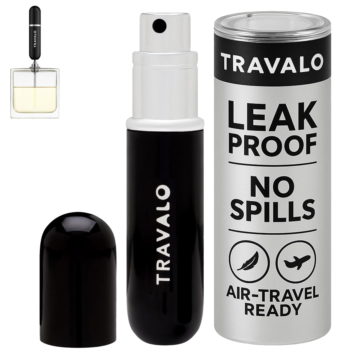 Travalo Classic HD leak-proof system keeps perfume secure during travel.
