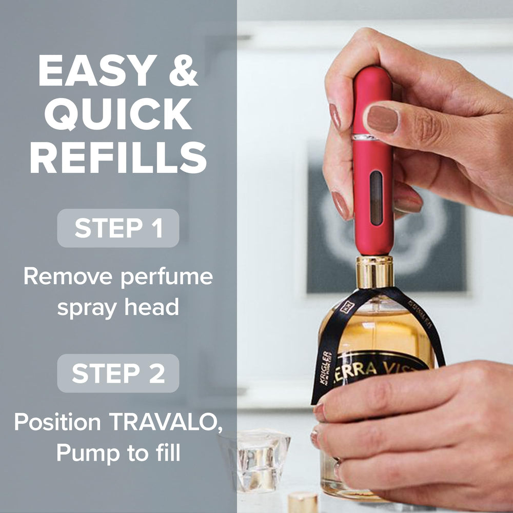 Travalo Classic HD leak-proof technology highlights secure fragrance transport.
