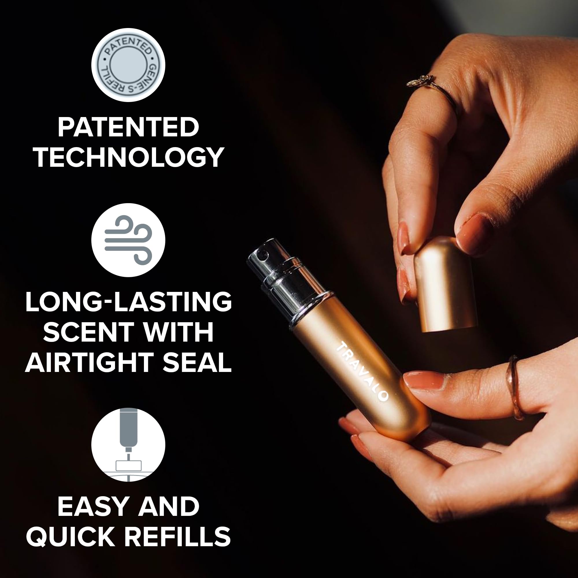 Travalo Classic HD with volume window showing remaining perfume for easy refills.