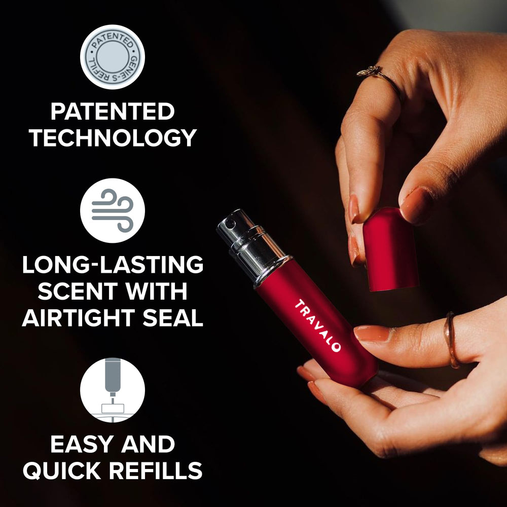 Travalo Classic HD window view highlights real-time perfume level for easy refills.