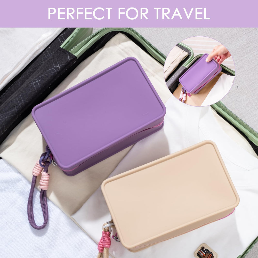Travistar silicone makeup bag color options with macaron design for stylish travel.