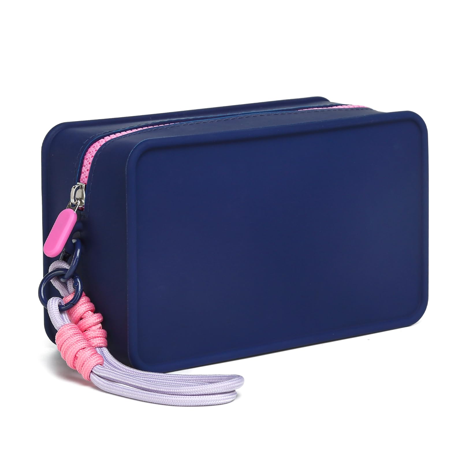 Travistar silicone travel makeup bag closed, compact and waterproof for on-the-go storage.
