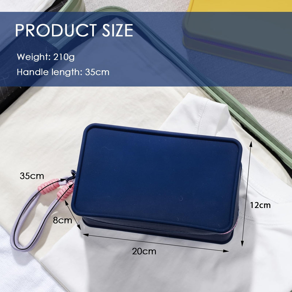 Travistar silicone travel makeup bag open, spacious interior for cosmetics and tools.