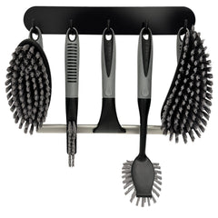 Trazon scrub brush set 6 pcs front view highlights versatile bathroom cleaning power for tiles