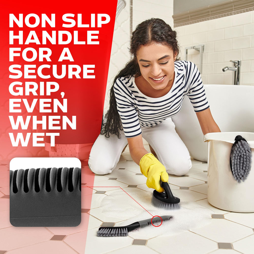 Trazon shower glass cleaning brush with squeegee aids streak-free shower surfaces