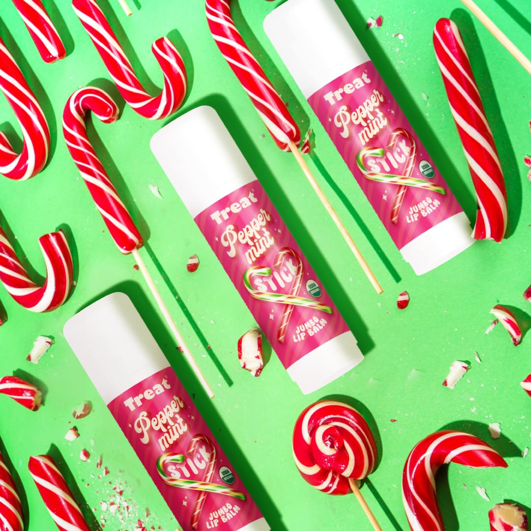 Treat Jumbo Lip Balm textured swatch showing rich color and moisture