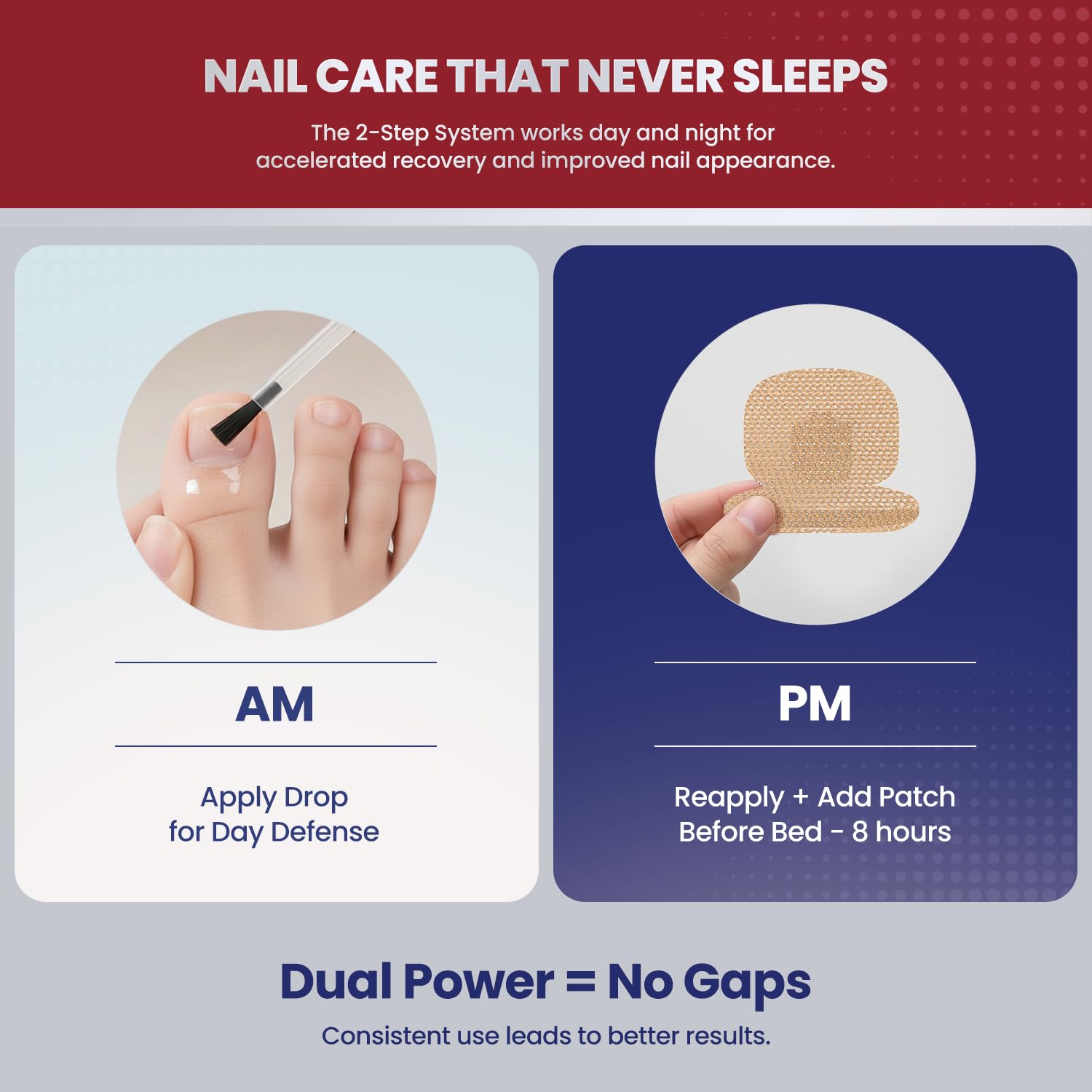 Treatonic fungal nail patches applied to nail during sleep