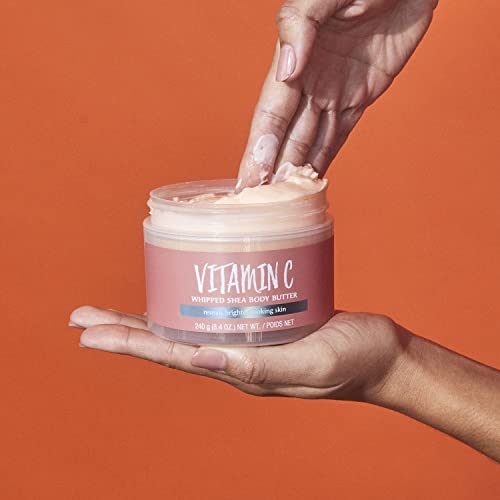 Ingredients highlight shea butter, vitamin C, and AHA in Tree Hut whipped formula.