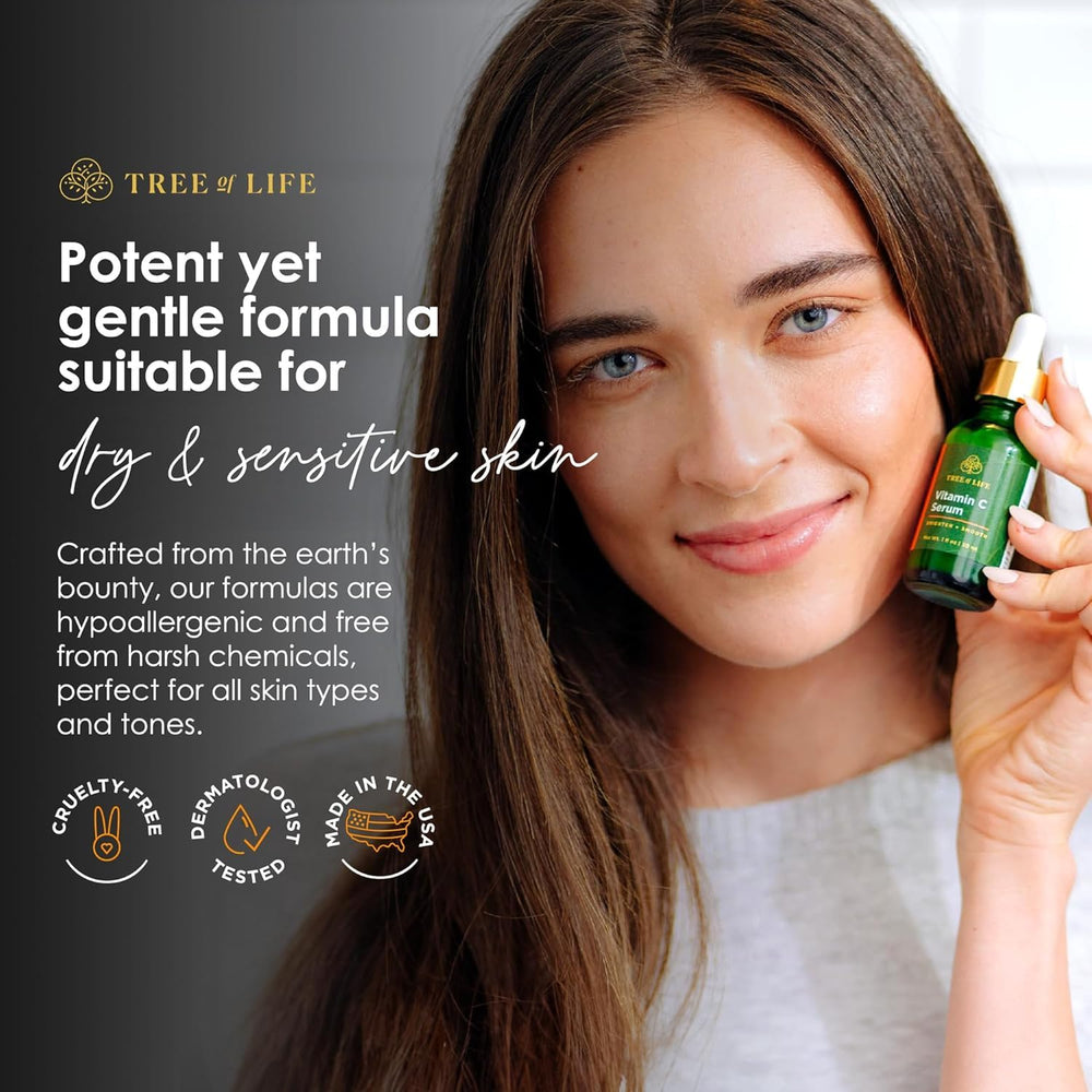 Tree of Life Beauty botanicals with Witch Hazel and Jojoba Oil balance skin.