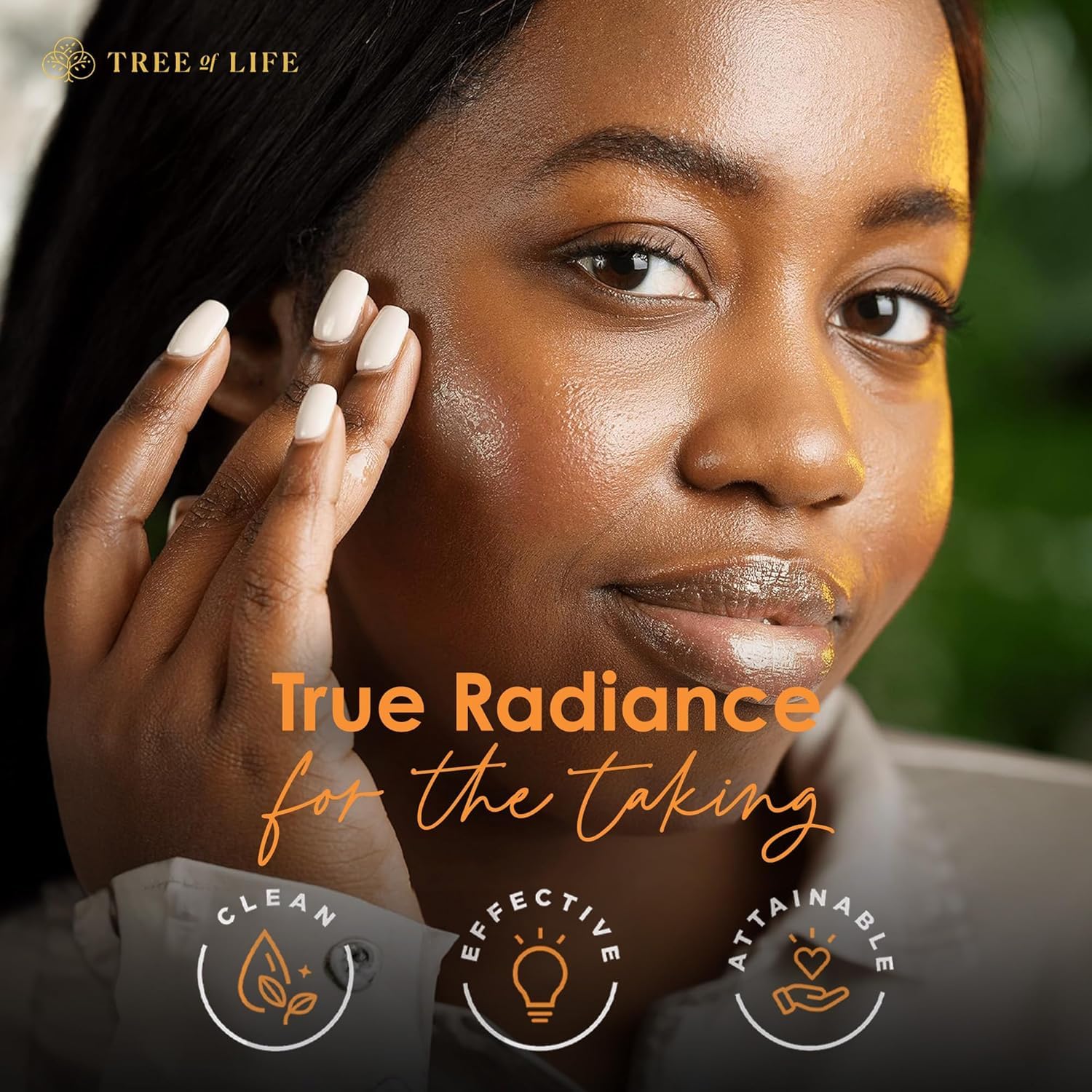 Tree of Life Beauty brightening routine visual for a radiant complexion.