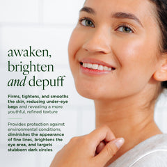 Tree of Life Beauty caffeine eye serum application shows a gentle, cooling glide for tired eyes.