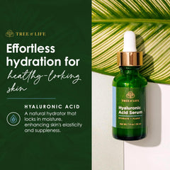 Tree of Life Beauty Hyaluronic Acid Serum dropper closeup showing quick absorption moisture boost