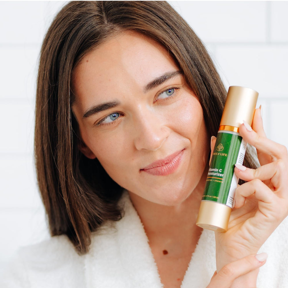 Tree of Life Beauty Moisturizer texture close-up shows lightweight non-greasy formula