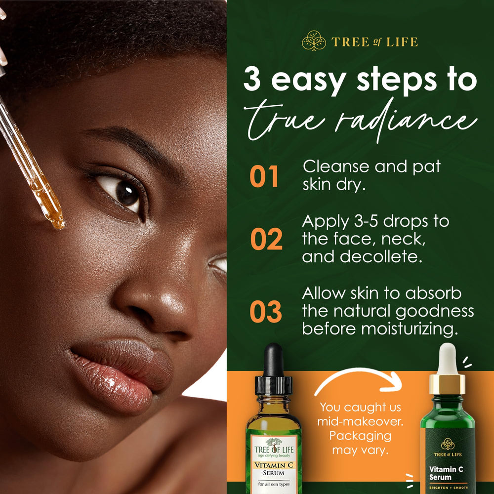 Tree of Life Beauty morning-evening routine visual highlights simple daily steps.