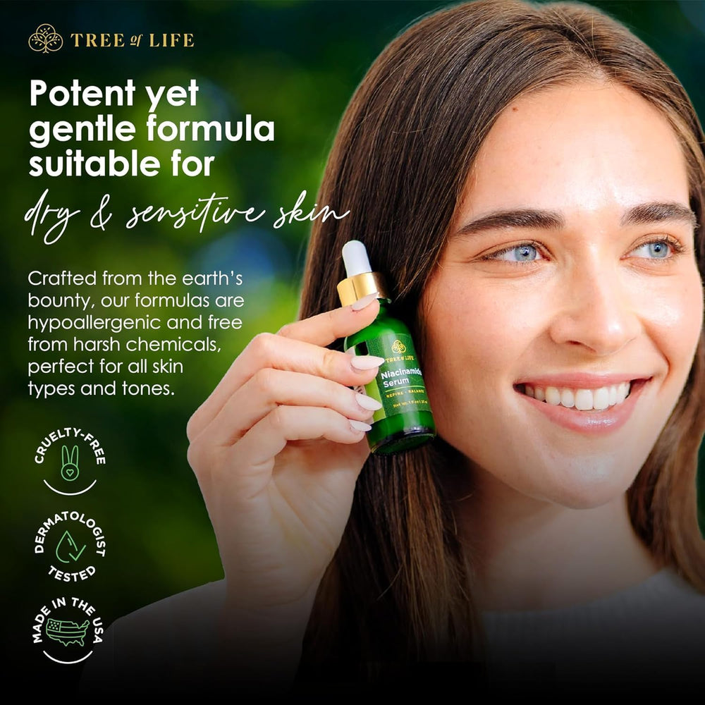 Tree of Life Beauty Niacinamide Serum features certified organic aloe for soothing moisture