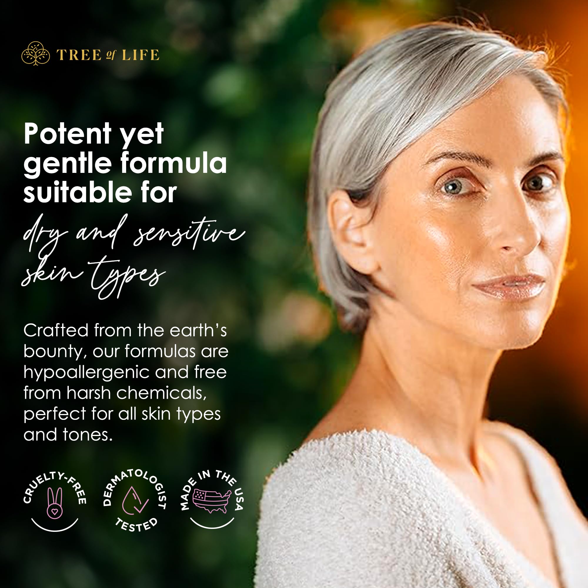 Tree of Life Beauty Retinol Serum being applied on skin for daily-care routine
