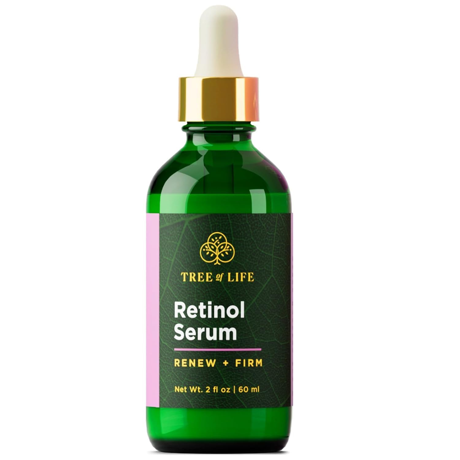 Tree of Life Beauty Retinol Serum bottle showcases deep hydration for smoother, more even skin
