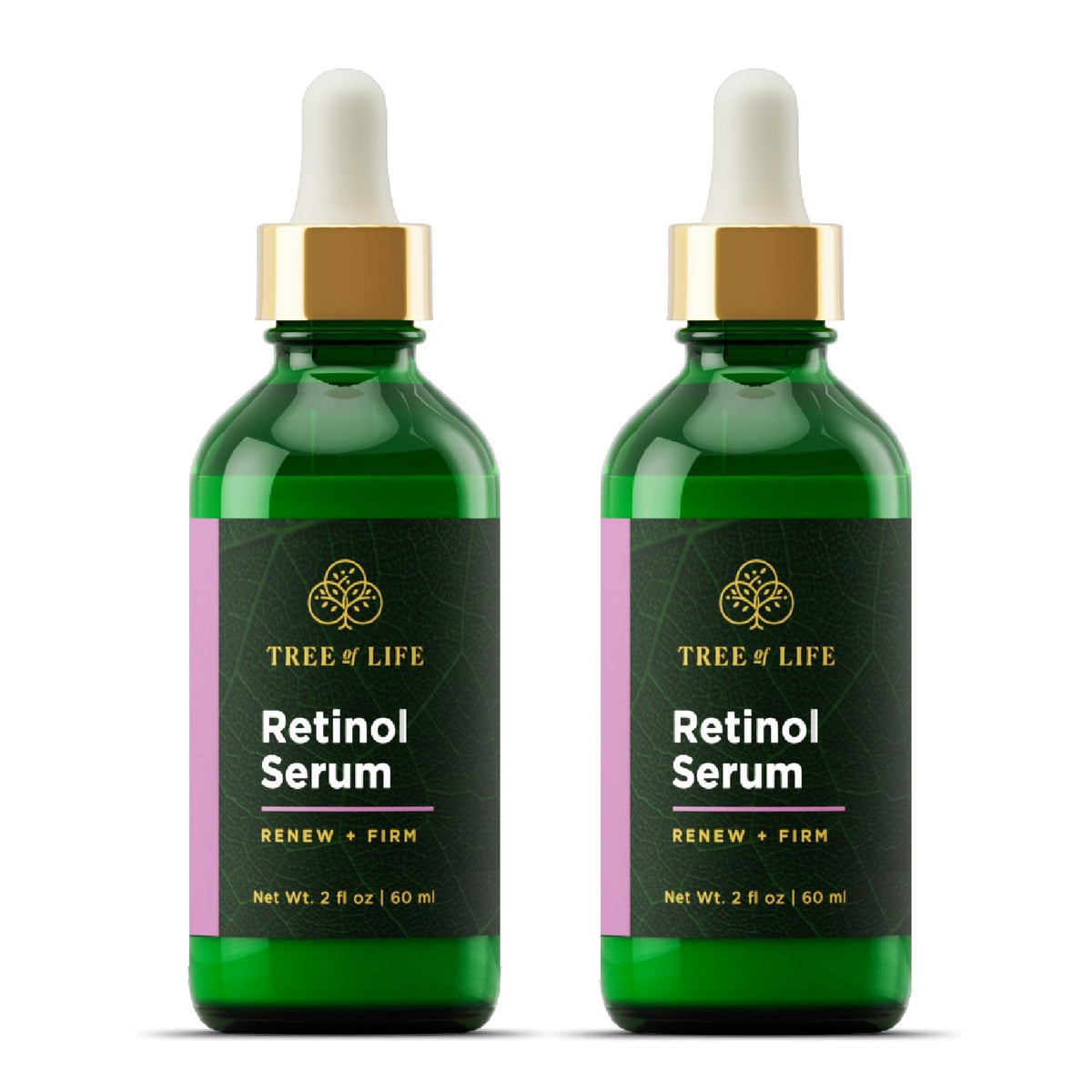 Tree of Life Beauty retinol serum bottle promotes smoother skin texture
