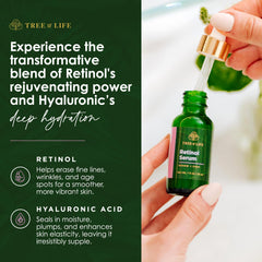 Tree of Life Beauty Retinol Serum texture closeup shows light, fast-absorbing formula