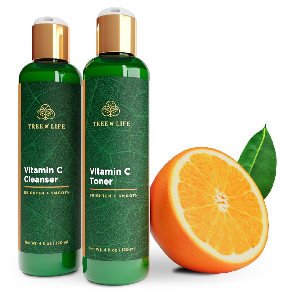 Tree of Life Beauty Vitamin C Cleanser pour shows a clear formula suitable for gentle cleansing.