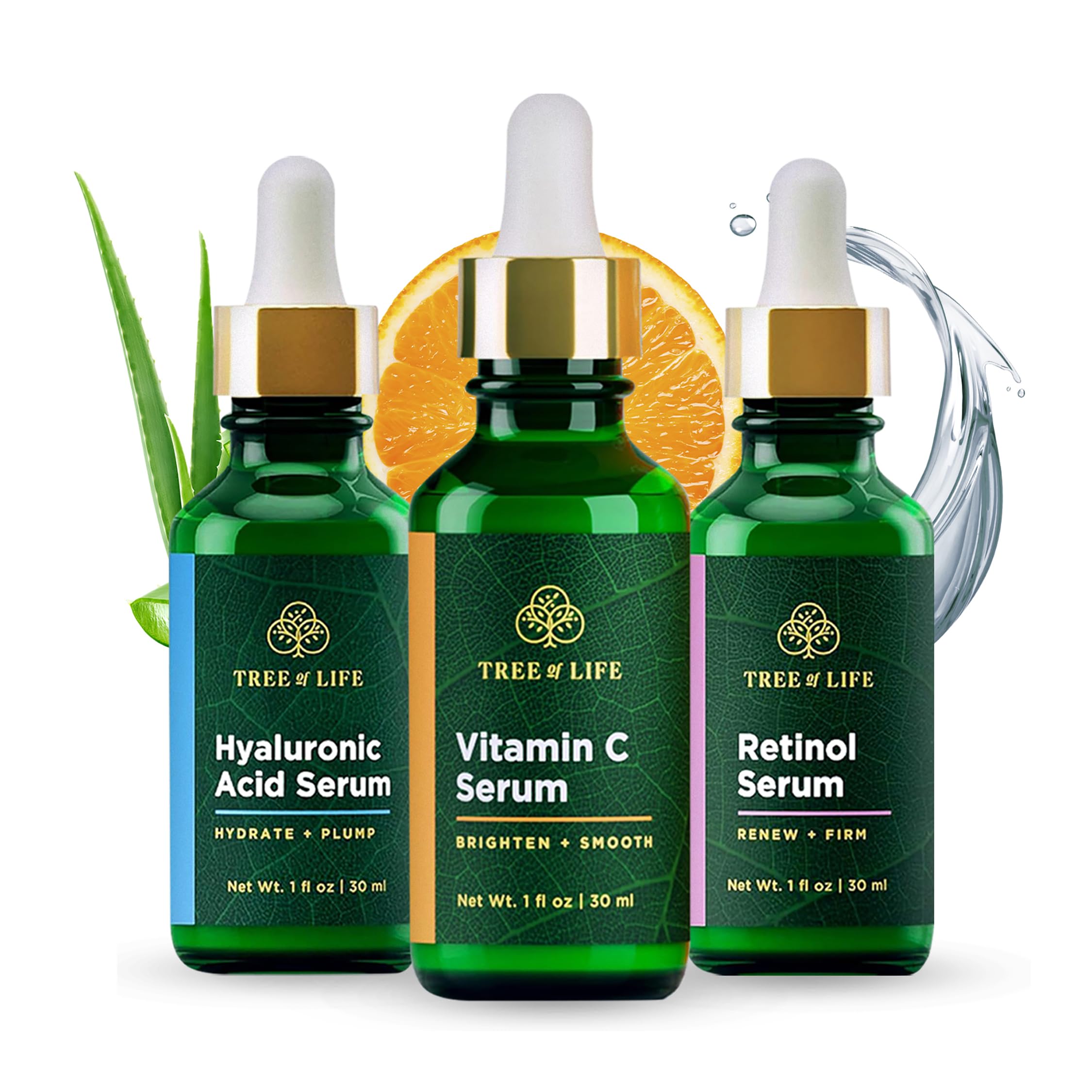 Tree of Life Beauty Vitamin C serum bottle highlights brightening for even skin tone