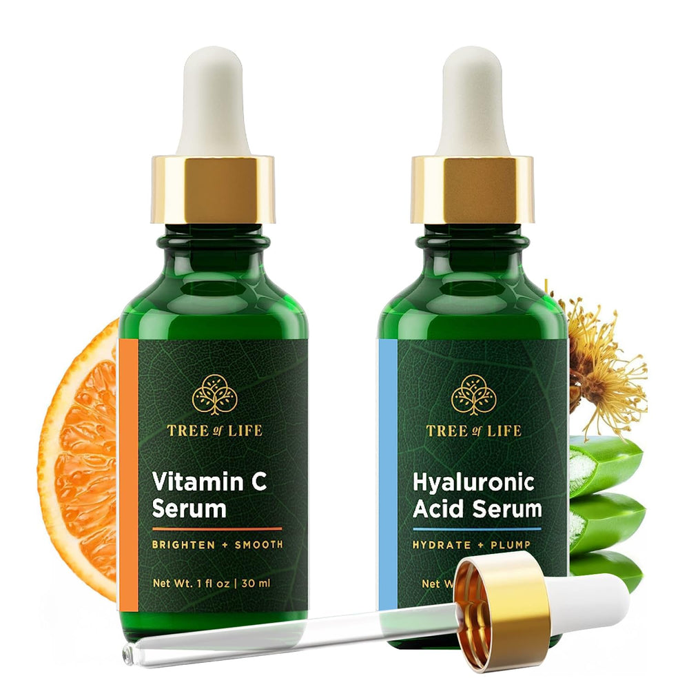 Tree of Life Beauty vitamin C serum bottle shows brightening potential for radiant skin.