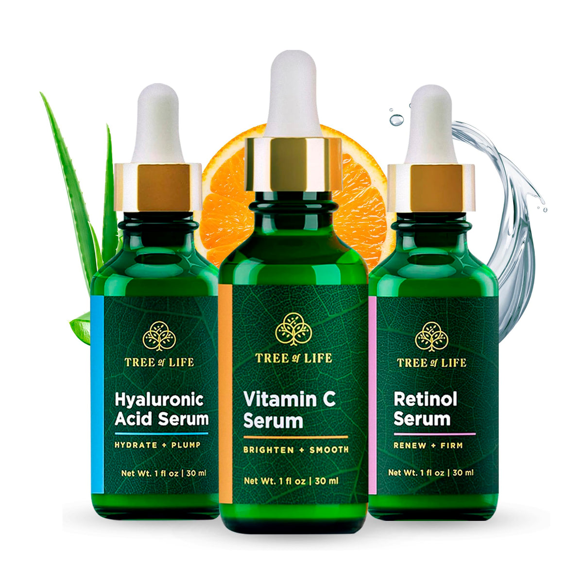 Tree of Life Beauty Vitamin C serum bottle highlights brightening for even skin tone