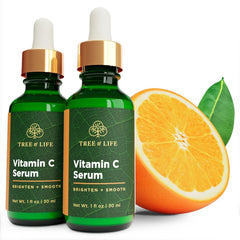 Tree of Life Beauty Vitamin C Set bottles show two polished serums for brightening skin.